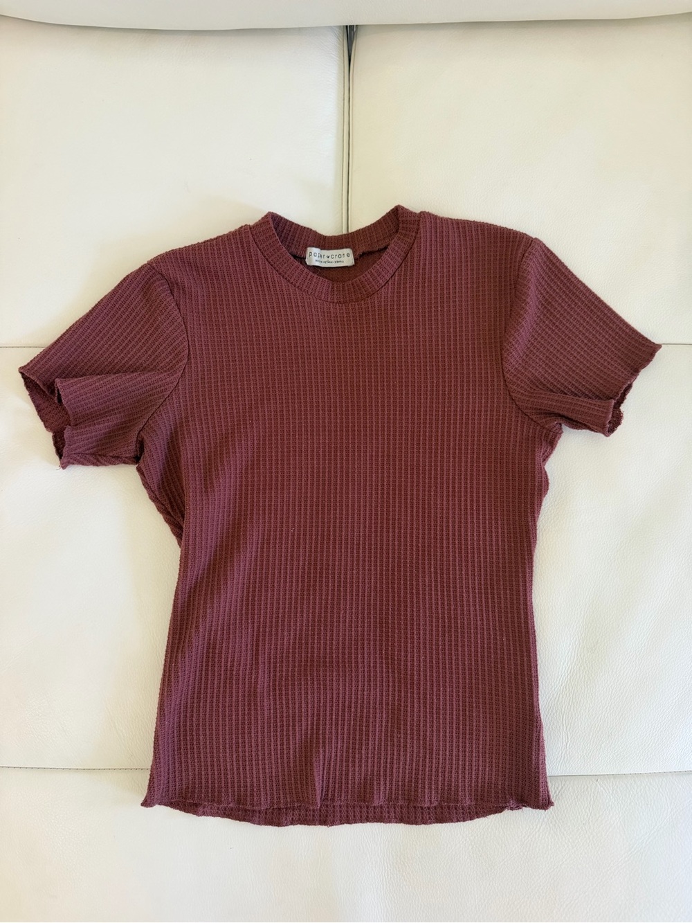 Paper Crane Burgundy Ribbed Short Sleeve Tee
